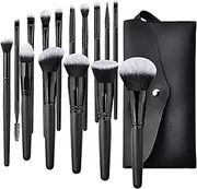 15PCS Makeup Brush Kit with Storage Bag Cosmetics Brushes Set for Foundation Loose Powder Blush Concealer Eyeshadow Eyebrow