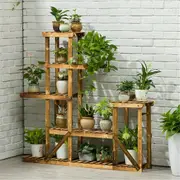 Fin 6Tier Wood Flower Rack Plant Pots Stand Corner Shelf Storage Rack Indoor Outdoor