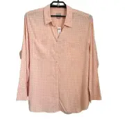 Chicos Womens Half Placket Long Sleeve Pindot Shirt Sz 16/18 Blush Peach