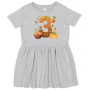 Inktastic Third Birthday Autumn Pumpkins Toddler Dress Birthdays 3rd Three 3