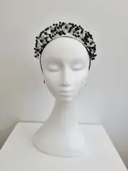 Miss Sienna. Womens Black and white pearl and crystal beaded headband fascinator