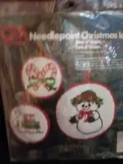 Vintage Columbia-Minerva Needlepoint Christmas Ornament Kit Snow Lady #1970