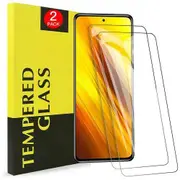 [2 PACK] For Xiaomi Poco X3 NFC Screen Protector Full Coverage Tempered Glass Screen Protector Guard (Clear)