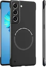 RUNGOS for Samsung S22 Case MagSafe (Bare Metal Feel) [Strong Magnetic] [Borderless Slim] Shockproof Case for Samsung Galaxy S22 Case, S22 MagSafe Case Phone Case Magnetic Thin Cover 6.1'', Black