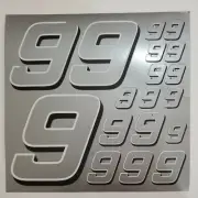 Defects Read Silver w white & black #9's Racing Vinyl DecalSheet 1/10-1/12 bxD