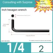 2pcs 1/4" Allen Wrench Hex Key L Shaped Long Arm CR-V Repairing Tool 6.3mm