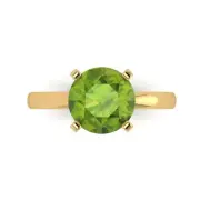 3.0ct Round Cut VVS1 Natural Peridot Wedding Bridal Promise Ring 14k Yellow Gold