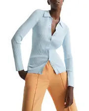 Reiss Sandy Button Front Collar Top
