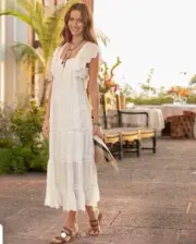NWT SUNDANCE Greer Embroidered Dress Maxi Dress White Size Large $198.00