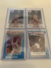 (4) Lot 1989 1990 No Line Error Fleer Michael Jordan All Star & Sticker Lot Mj3