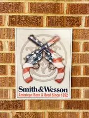 Smith & Wesson American Born HOME/GARAGE TIN SIGN Vintage pistols S&W12.5x16"