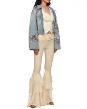 sequin pattern decal denim coat IT36 blue