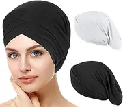 [Holiberty] 3 Pcs Womens Muslim Under Scarf Hijab Cap Stretch Sleep Hair Turban Head Wraps Bonnet Chemo Cap Beanie Hat Headwear