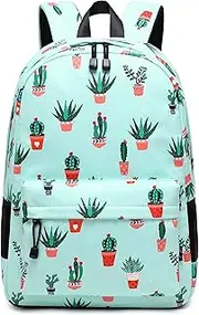 Teecho Waterproof Cute Backpack for Girl Casual Women Laptop Backpack Cactus