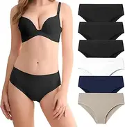 [SAYCELI] Womens Bikini Panties Seamless Underwear, Soft Stretch Cheekini Hipster Briefs 6 Pack
