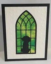 Handcrafted Card - Thinking of You - Sympathy/Support - Dog in Window