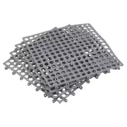 4Pcs Interlocking Cushion PVC 11.8" Non-Slip Drain Floor Splicing Mat Grey