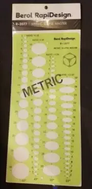 Berol Rapidesign R-2077 Metric Ellipse Master Template