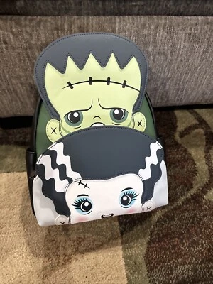 Loungefly Universal Monsters Frankie and Bride Cosplay Mini Backpack And Wallet