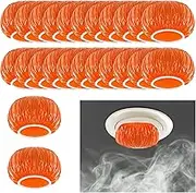 Smoke Detector Fire Alarm Dust Cover Paint Cover Thicken Elastic Smoke Detector Cover Stretch Plastic Fire Alarm Cover During Cooking or Baking, Orange (48 Pieces)