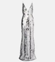 [The New Arrivals Ilkyaz Ozel] The New Arrivals Ilkyaz Ozel Claudie sequined gown AU 14 silver