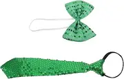 [GLSTOY] Large Irish Sequin Bow Tie Necktie Set Patricks Day Decorations for Irish Party Wedding Banquet