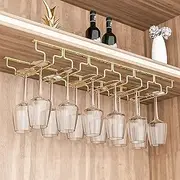 Gold Wine Glass Rack Hanging Metal 304 Stainless Steel Under Cabinet Shelf Stemware Racks Wine Champagne Goblets Holder for Kitchen Bar Pub (Size : 68.5x28x5.5cm)