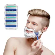 4Pcs Replacement for Gillette Fusion 5 Series Razor Shaving 5-Blade Trimmer Cartridges-Blue