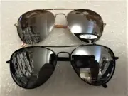 SILVER MIRROR AVIATOR SUNGLASSES WITH BLACK OR GOLD FRAME UNISEX