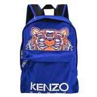 在飛比找PChome24h購物優惠-KENZO 5SF300 撞色電繡虎頭帆布休閒後背包.藍/橘