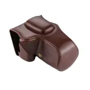 Full Body Camera PU Leather Case Bag for Canon EOS 200D (18-55mm Lens)(Coffee)