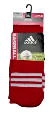 Adidas, Climalite, Cushioned Solid Red OTC Socks, 2Pk. Size 13C-4Y