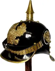 German Iron Prussian Pickelhaube Helmet With FR Badge Military Officer Spike