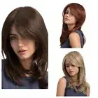 Brown Brown Wavy Wig Blonde Inclined Bangs Stylish Synthetic Wig Ladies