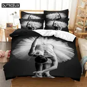a1082 Bed Sheets digital printing quilt cover pillowcase double bed set cover quilt Soft Microfiber bedding set Dancer3-Piece Bedding Set (1 Duvet C
