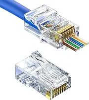RJ45 Pass Through Connector Cat5e Connector 100 Pack Pass Through RJ45 UTP Direct Burial Gold Plated Ethernet Ends for Ethernet Cables