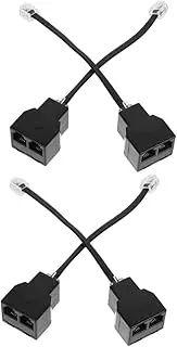 KONTONTY 2sets Phone Jack Splitter 4-core Rj14 Rj11 Telephone Cord Adapter 2pcs*2