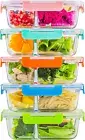 Glass Meal Prep Container Set 5Pack 3Compartment 34Oz Divided Container with Lid