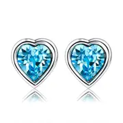 Silver plating Stud Earrings Blue Love Jewelry Earrings Women