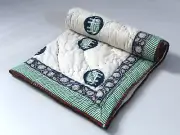 Baby Beddin Coverlet Indian Hand Block Elephant Printed Cotton Filled Quilt AU