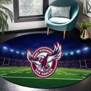 NRL New Manly Sea Eagles Rugby League Round Rug Soft Velvet Anti Slip