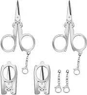4Pcs Small Folding Scissors,Small Travel Scissors with Key Chain,Folding Scissor