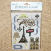 Paper House Chipboard Accents Dimensional Embellishments PARIS Theme