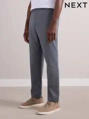Grey Elasticated Waist Wool Rich Textured Formal Trousers (E59761) | $126