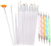 Nail Brushes Designer Set,Nail Art Tool with 19pcs Nail Painting Brushes (White)