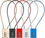 Maizoon 3 Digit Combination Lock with 300MM/11.81IN Durable Wire Rope Keyless Resettable Code Combo Security Padlock for Gates Gym Locker and Suitcase Pack of 5