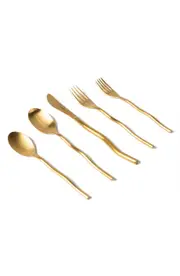 MISETTE Squiggle 5-Piece Flatware Set in Matte Gold at Nordstrom One Size