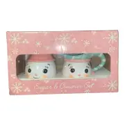 Johanna Parker Design Pastel Christmas Winter Snowmen Creamer & Sugar Bowl Set