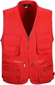 [Bciopll] Men Cotton Multi Pocket Vest Summer Male Casual Thin Sleeveless Jacket with Many Pockets Mens Waistcoat
