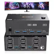 Triple Monitor DP/HDMI USB 3.0 KVM Switch 8K@60Hz KVM Switcher for 2 Computers